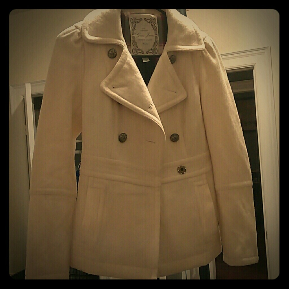 White guess jeans peacoat.